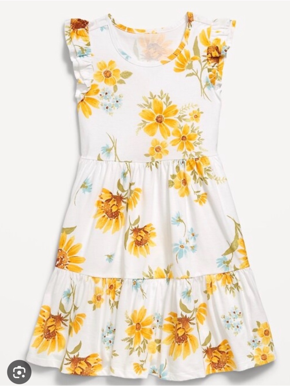 Old Navy White Dress with Yellow Floral Print